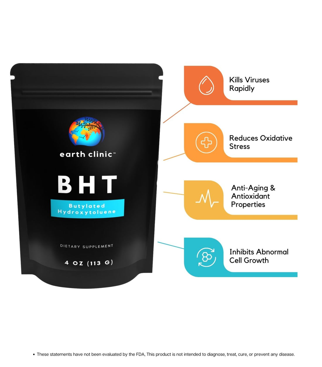 100% Pure BHT Powder - Food Grade Antioxidant Supplement, 4 oz (1,256 Servings) - for Boosting Health and Well-Being