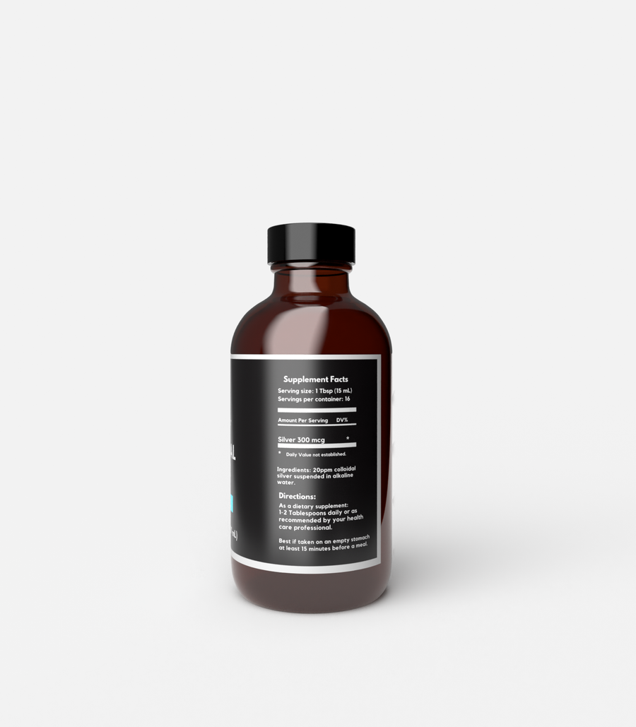 Colloidal Silver 20 ppm - Immune Support, 8 fl oz Amber Glass Bottle